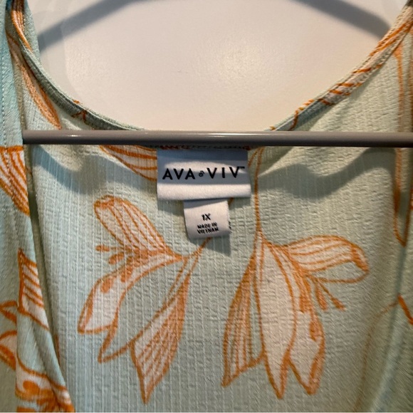 Elegant Floral Midi Dress - Blue and Orange - Picture 4 of 5